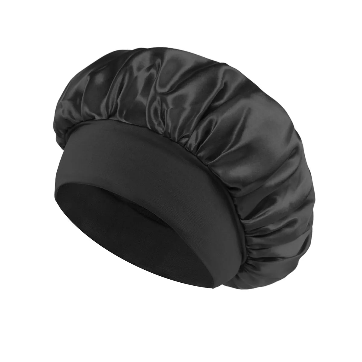 1/2/5PCS Women's Satin Solid Wide-brimmed Sleeping Hat Unisex Head Wrap Elastic Band Cap Hair Care Bonnet Night Hat Bonnet Nuit