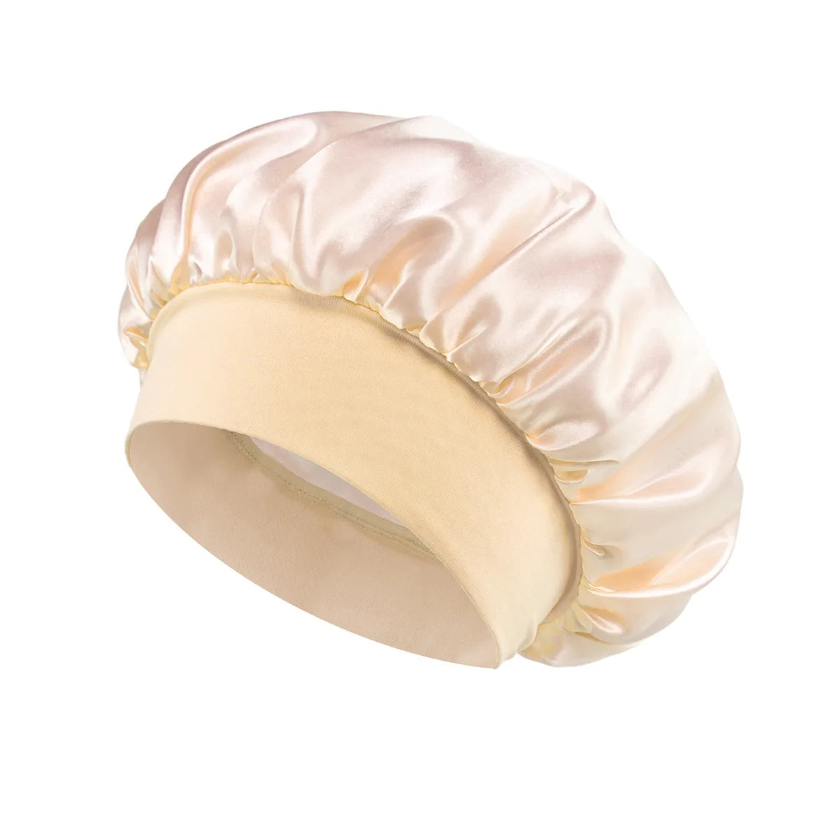 1/2/5PCS Women's Satin Solid Wide-brimmed Sleeping Hat Unisex Head Wrap Elastic Band Cap Hair Care Bonnet Night Hat Bonnet Nuit