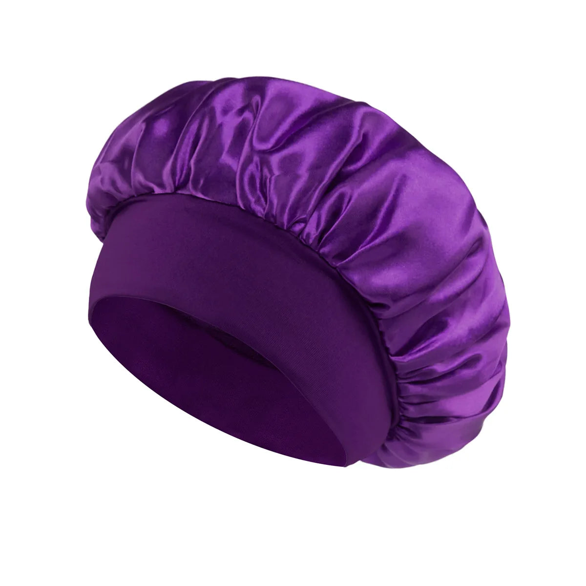 1/2/5PCS Women's Satin Solid Wide-brimmed Sleeping Hat Unisex Head Wrap Elastic Band Cap Hair Care Bonnet Night Hat Bonnet Nuit