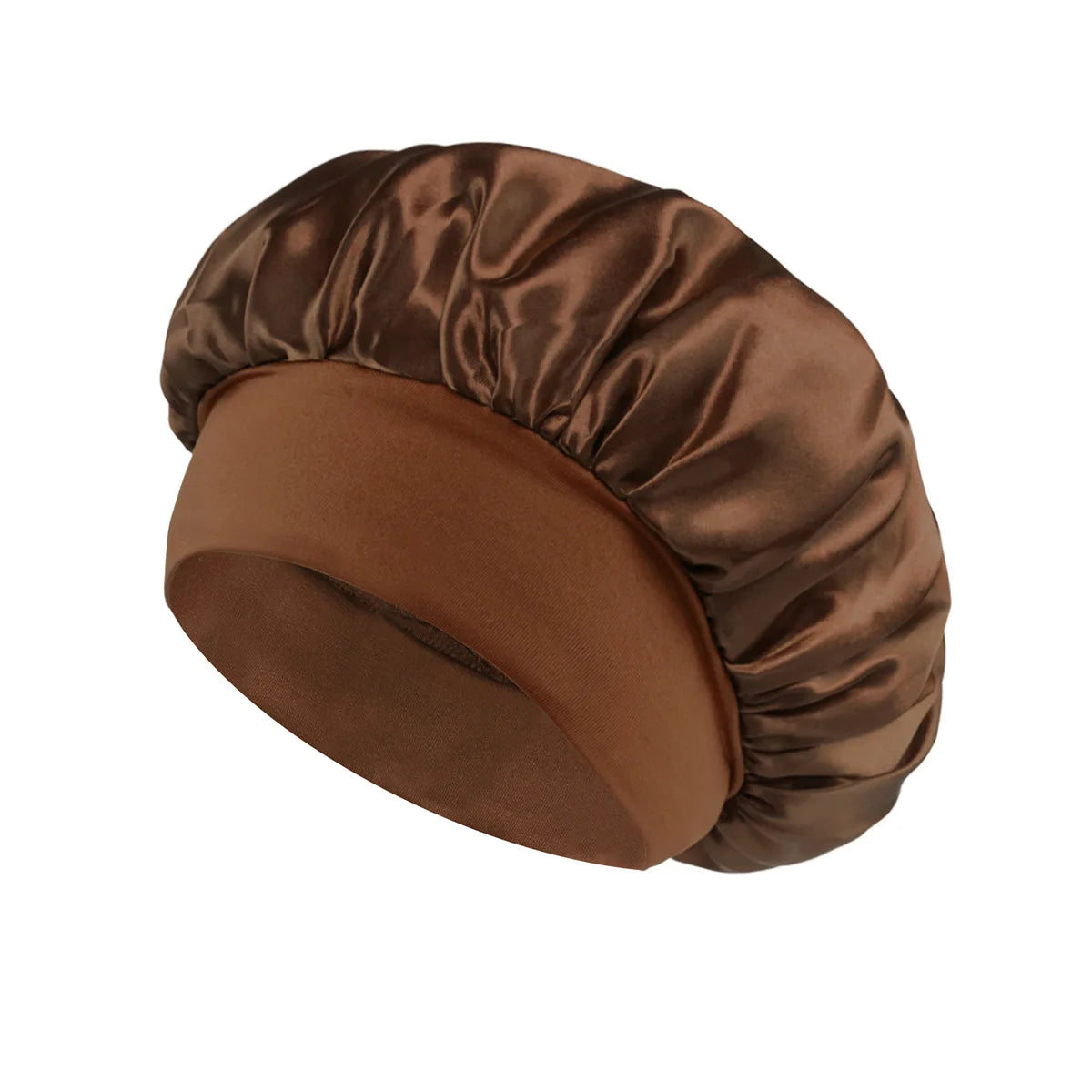 1/2/5PCS Women's Satin Solid Wide-brimmed Sleeping Hat Unisex Head Wrap Elastic Band Cap Hair Care Bonnet Night Hat Bonnet Nuit